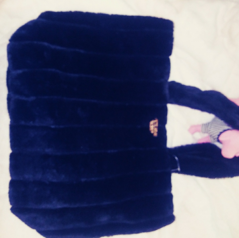 Large faux fur over shoulder bag